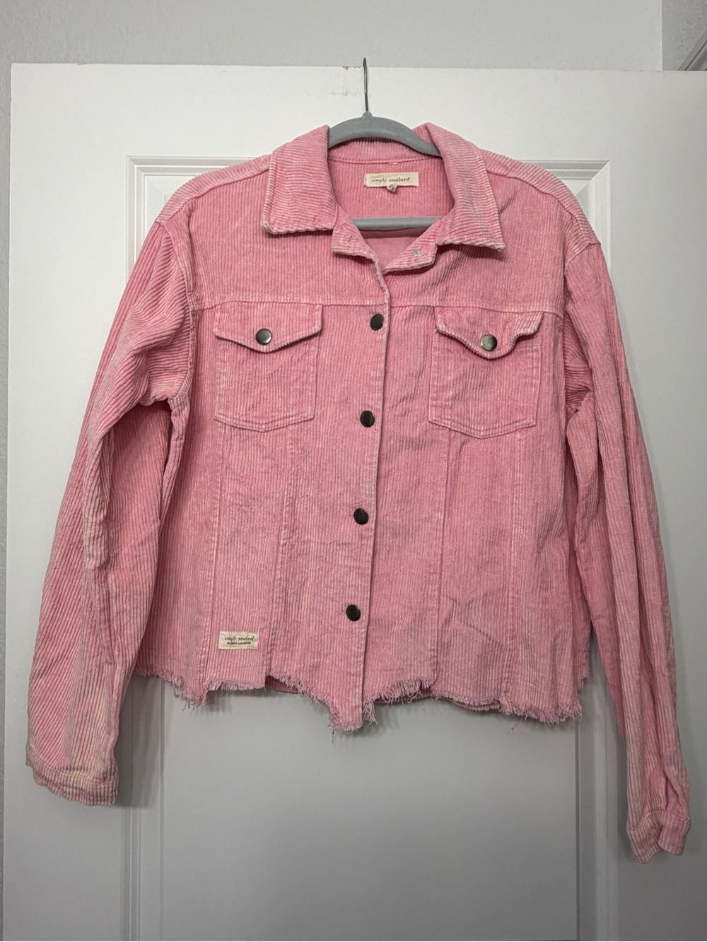 Simply Southern Pink Corduroy Button-Up Jacket